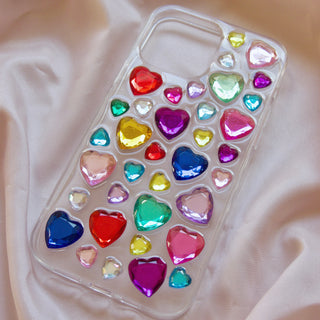 Hearts Rhinestone Resin Phone Case